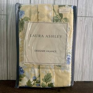 Laura Ashley Cassidy Yellow Floral Tie Up Designer Valance 50x25 100% Cotton NEW